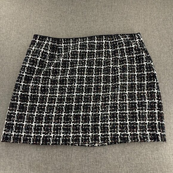 LOFT Mini Plaid Skirt‎ Metallic Multicolor Zipper Closure Lined Plus 18 - Picture 9 of 11